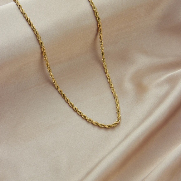 18k Gold Filled Rope Chain Necklace and Bracelet Set - Picture 6 of 6